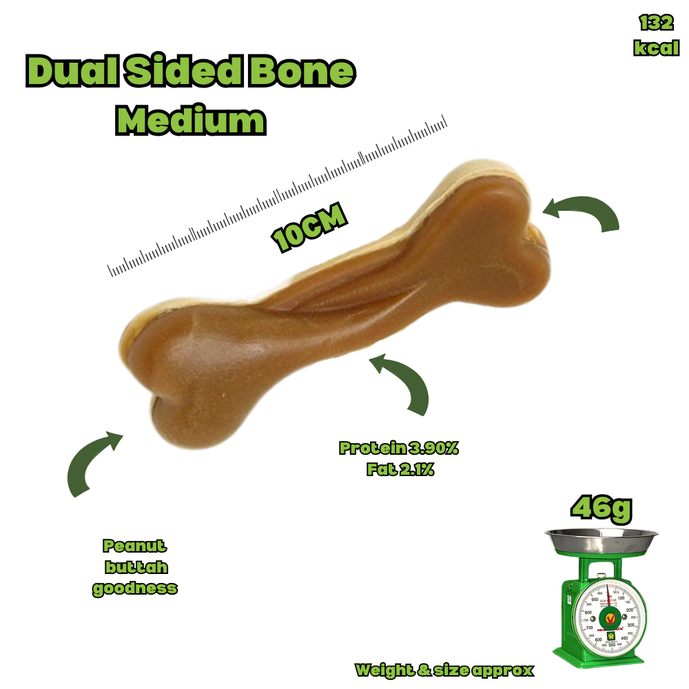 Peanut Butter Dual-Sided Bones - Medium